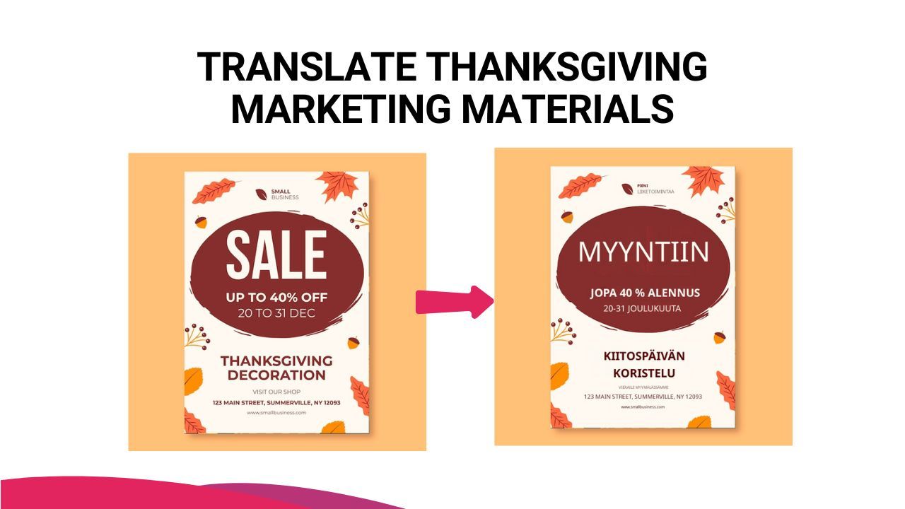 image translate to english and other languages for your thanksgiving campaing