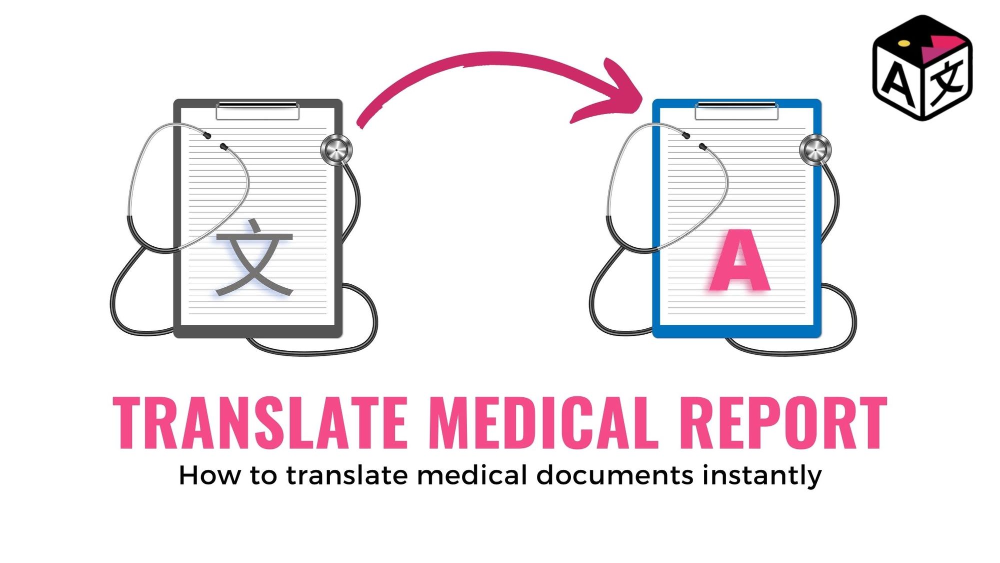 Blog banned with before after image of medical document after the process of translation.